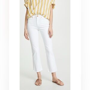 AYR The Bomb Pop Jeans White Raw Hem Cropped Flare Denim Women’s Size 25
